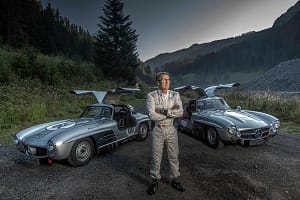 AROSA, SWITZERLAND – 01. September 2019: The IWC Racing Team showed up on the grid of the 15th Arosa ClassicCar for the second time. Bernd Schneider drove the Mercedes-Benz
300 SL “Gullwing” on the winding 7.3 kilometre hill-climb route from Langwies to Arosa. (Photo by Ilja Tschanen/module+ for IWC)